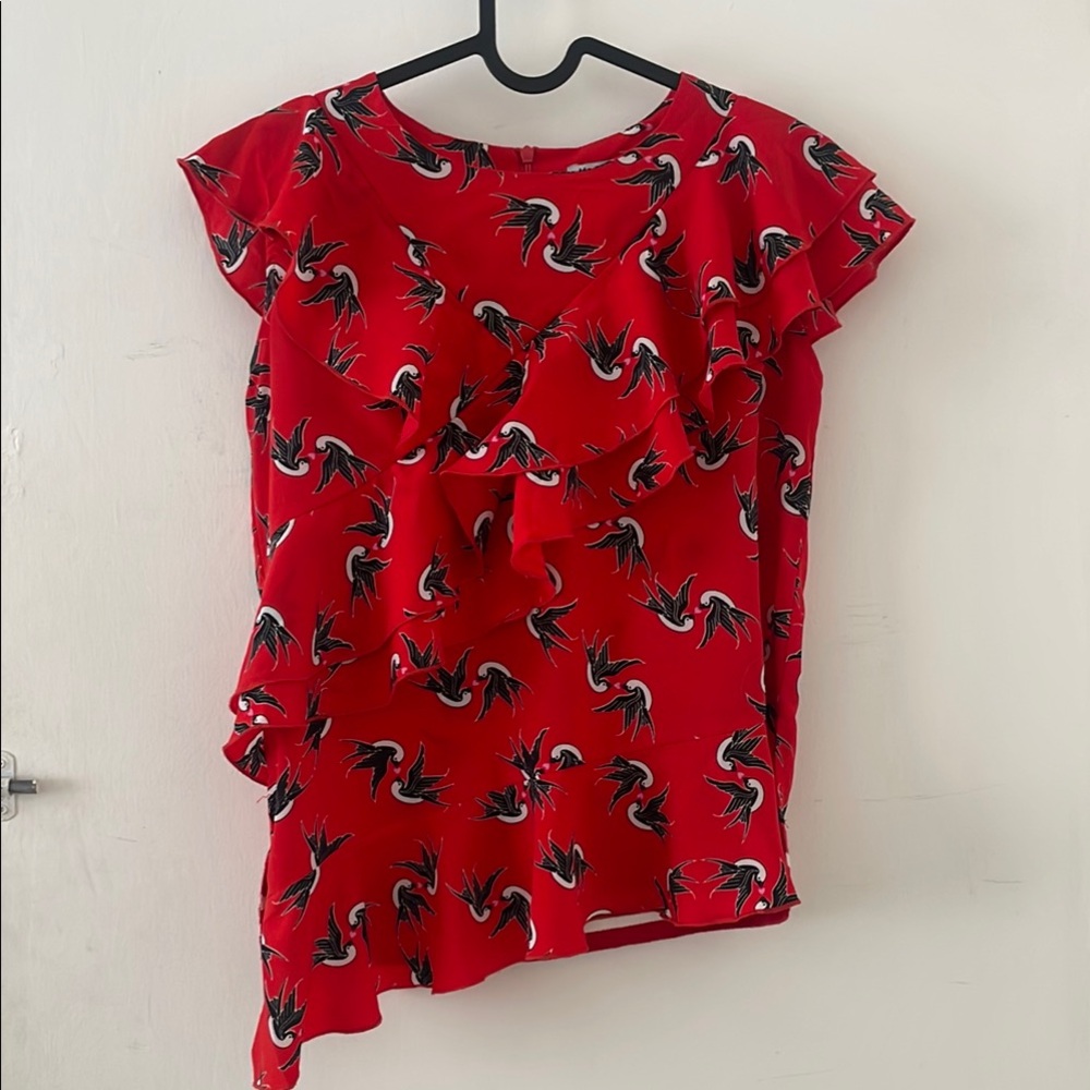 Red Ruffled Women's Top